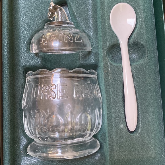 Vintage Anchor Pickle & Vinegar Works Heinz Glass Lidded Horseradish Jar Set - Picture 2 of 2